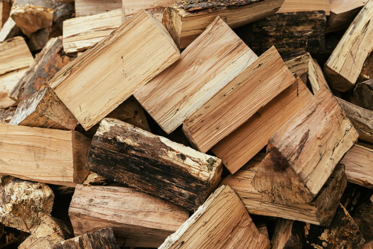 Firewood. Stack of firewood close up