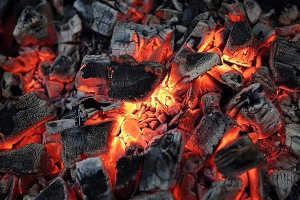 charcoal on a fire 